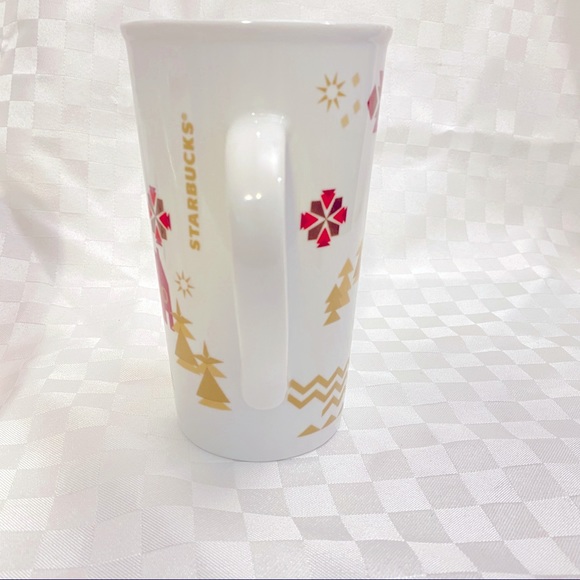 Starbucks 2013 Holiday Christmas Village Coffee Mug 18 oz Tall Red Gold Houses - Picture 8 of 9